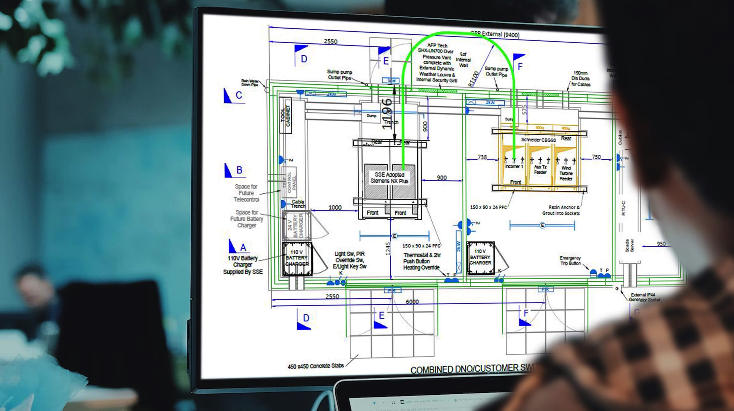 Image of CAD drawing on computer screen