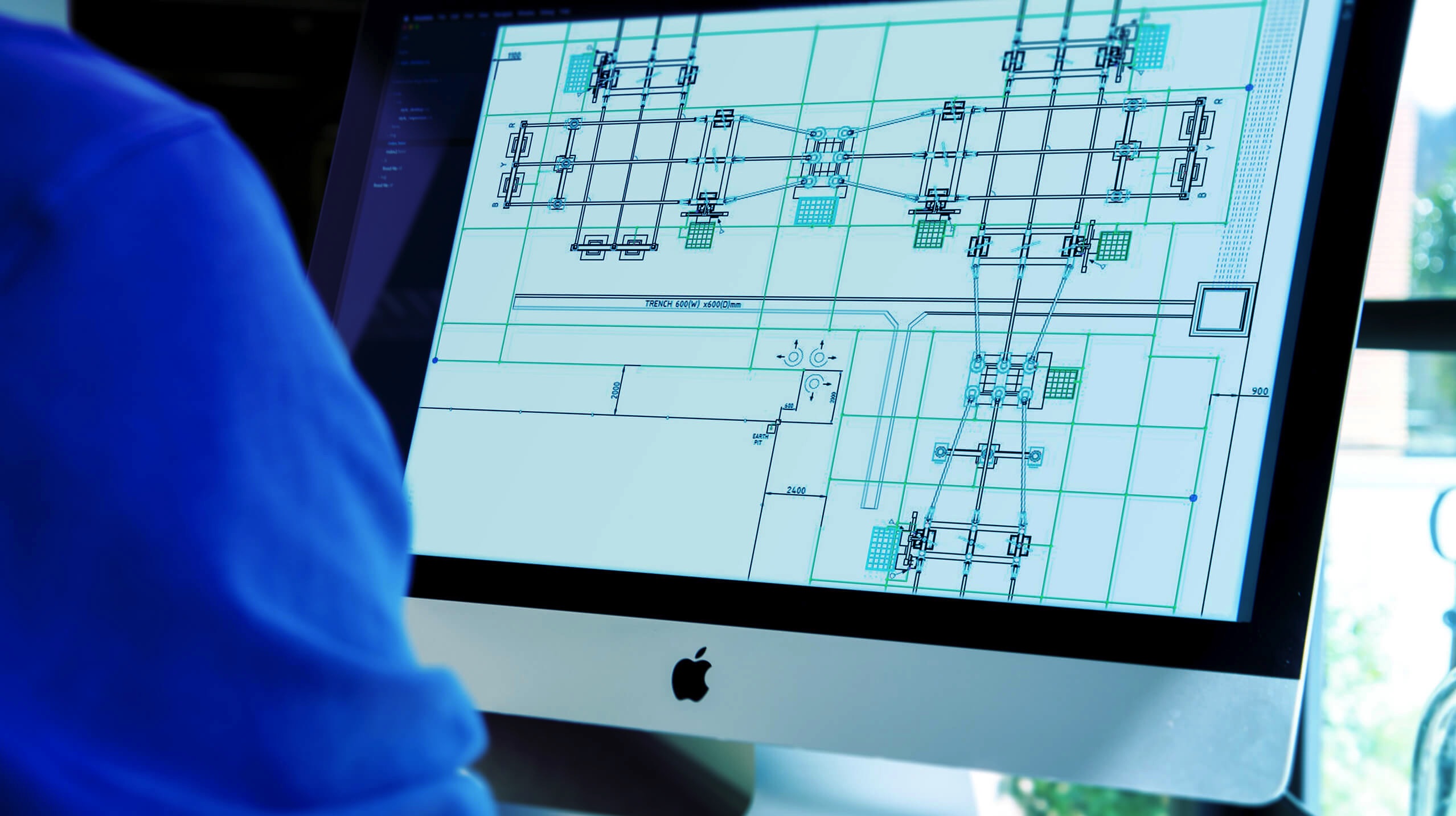 Image of CAD drawing of earthing system on a computer